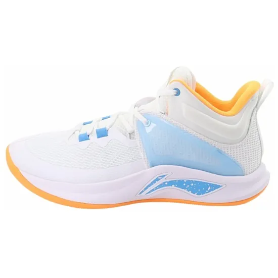LINING Flashing Basketball Shoes Men Mid-Top Standard White/Oil Colorful Blue