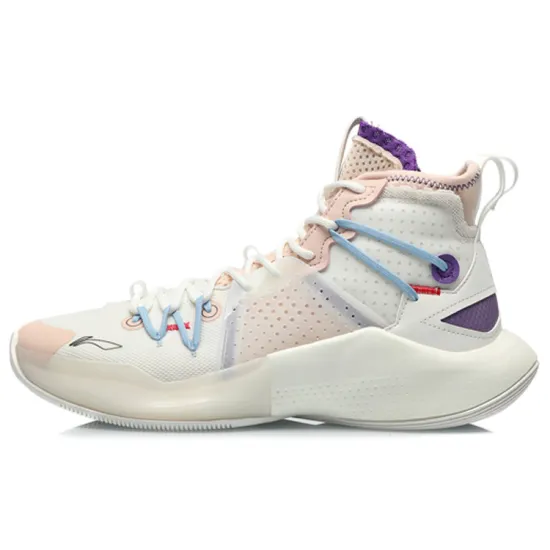 LiNing SONIC 8 Anti Slip Wear Resistant High Top Basketball Shoes Men's Pink White