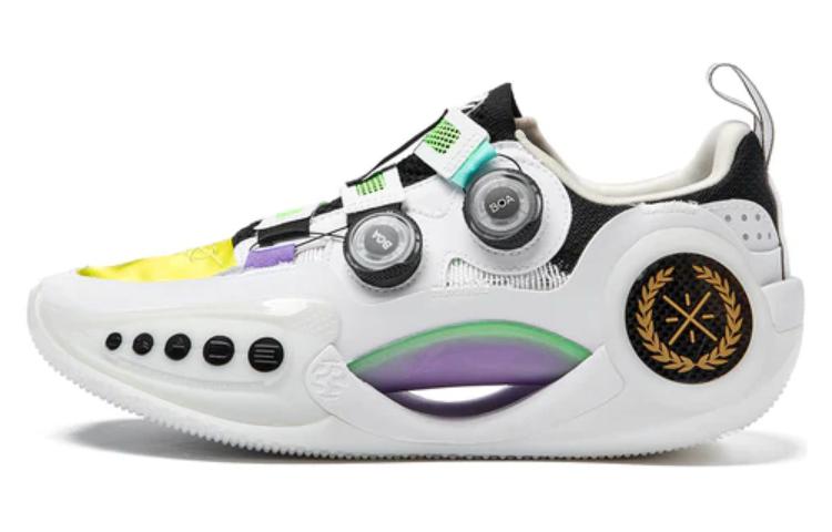 LiNing Li Ning WOW 9 City Limited Chengdu Comfortable and Versatile Leather Shock Absorbing Anti-Slip Wear-Resistant Low-top Basketball Shoes Men's White Yellow Green