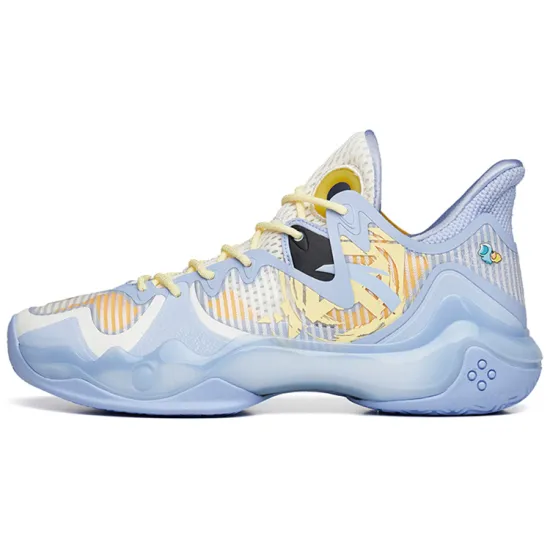 Anta Shock Wave 4 Gourmet Limited Snail Paste Durable Breathable Low Top Basketball Shoes Men's Blue Yellow