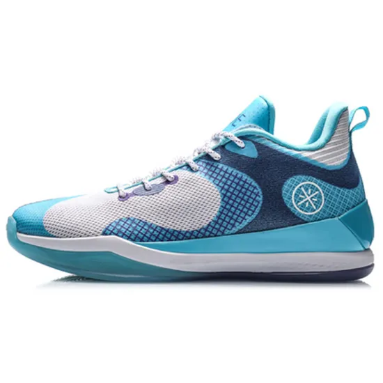LiNing Cushioning Rebound Low Top Basketball Shoes Men's Blue White
