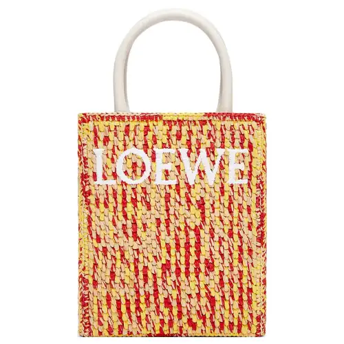 LOEWE Raffia Fiber With Cow Leather Tote Bag, Shopping Bag, Handbag Women's Multicolor/White