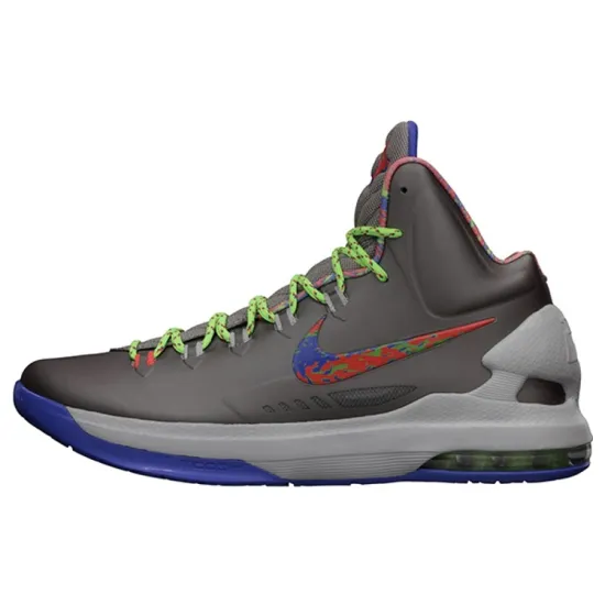 Nike KD 5 Basketball Shoes Men High-top Sports Gray / Olive Gray / Bright Red / Electronic Green
