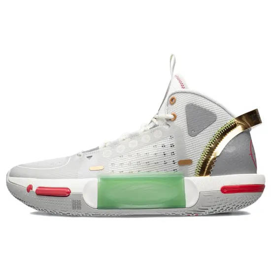 LiNing Shadow 4 Lightweight Rebound Mid Top Basketball Shoes Gray Green