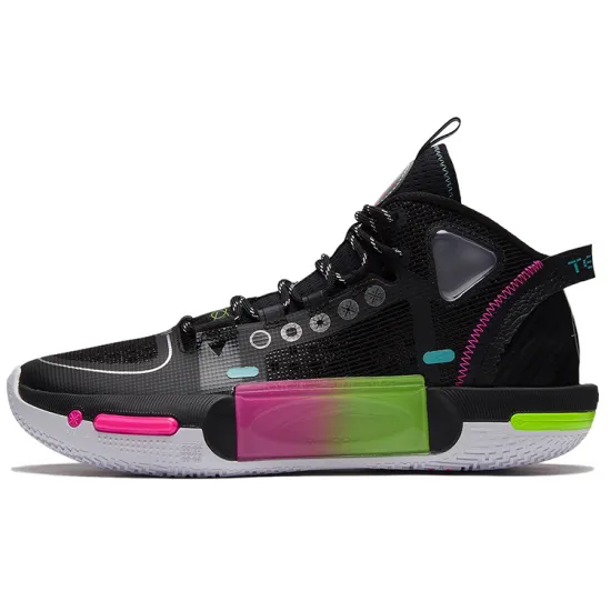 LINING Shadow 4 Basketball Shoes Men Mid-Top Black/Cyan/Purple