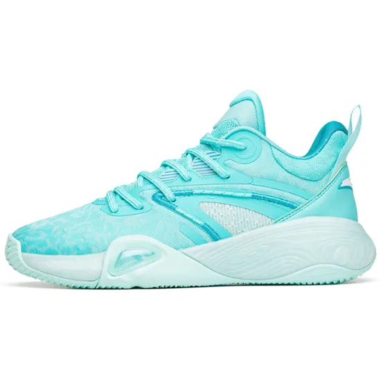 ANTA Basketball Shoes Men Low-Top Neon Aqua Green/Light Sand Green