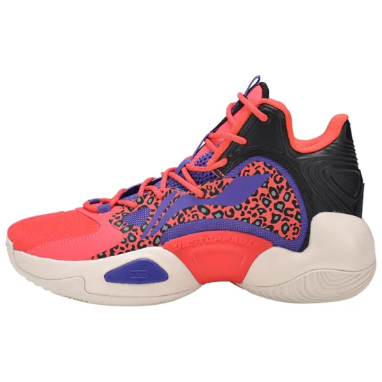 LINING Power 6 V2 Basketball Shoes Men Mid-Top Red Black Purple