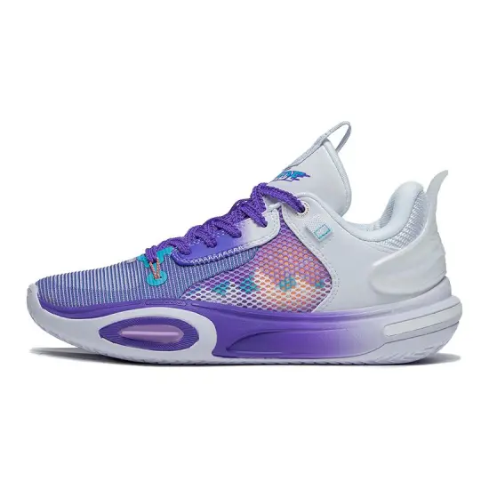 LINING All City 11 Youth Basketball Shoes Unisex Low-Top Gray/Purple