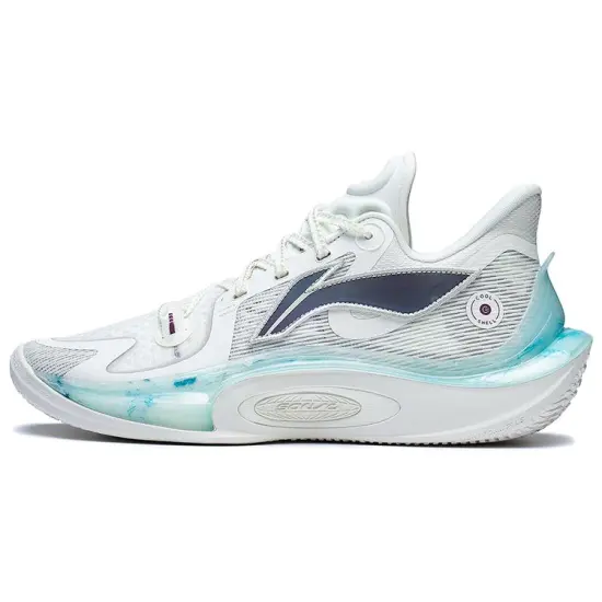 LiNing SONIC 11 Ride Waves Anti Slip And Wear Resistant Rebound Low Top Performance Basketball Shoes Mist White