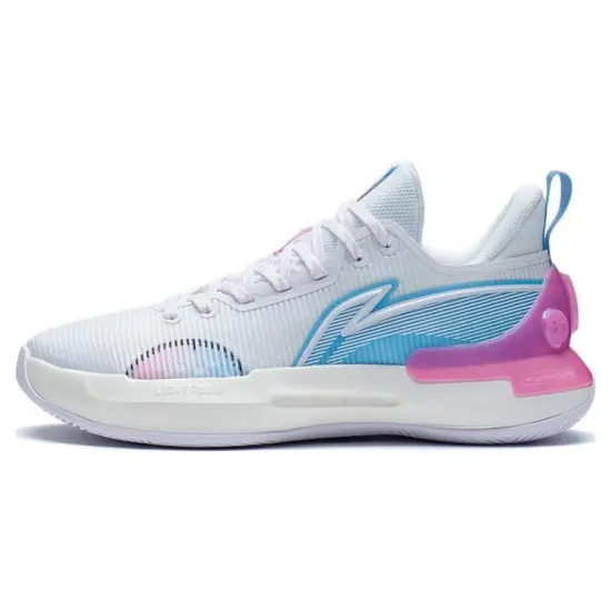 LINING YuShuai Retro Basketball Shoes Men Low-Top Standard White/Moon White Blue