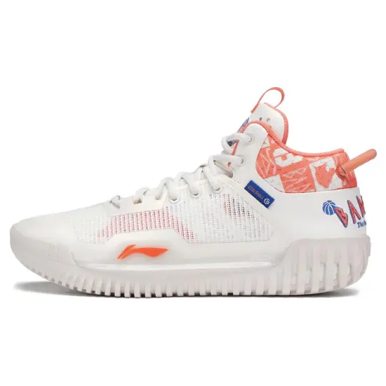 LiNing Badfive 3 Cushioning Anti Slip And Wear Resistant Low Top Basketball Shoes Men's White Orange