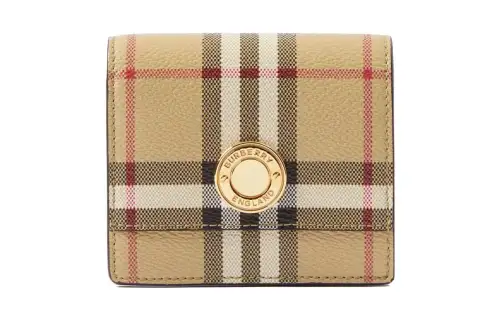 Burberry Leather Wallet Small Women's Beige