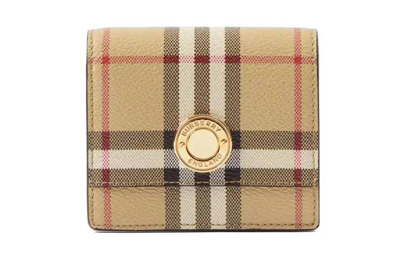Burberry Leather Wallet Small Women's Beige