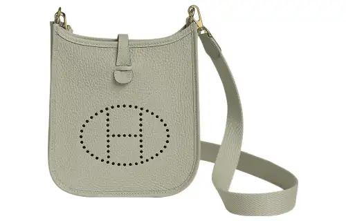 HERMES Evelyne Clemence Bullock Leather Crossbody Bag, Shoulder Bag 16 Women's 0W Gris Neve Ice Crystal Gray