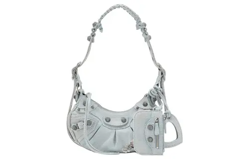 Balenciaga Le Cagole Xs Rhinestones Shoulder Bag Light Blue