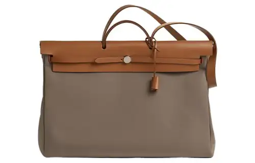 HERMES Herbag Zip Officier Canvas And Hunter Cow Leather Shoulder Bag, Crossbody Bag, Handbag 50 Unisex