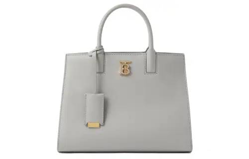 Burberry Grain Calfskin Tote Bag, Shopping Bag, Handbag Mini Women's Light Gray