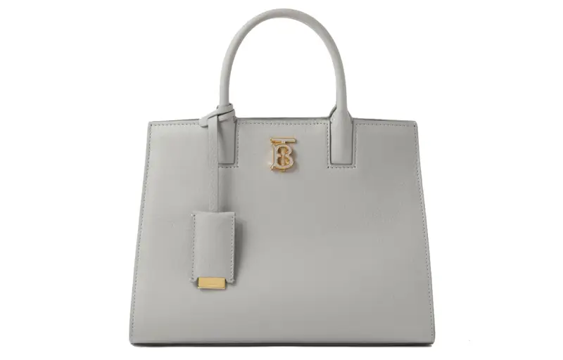Burberry Grain Calfskin Tote Bag, Shopping Bag, Handbag Mini Women's Light Gray