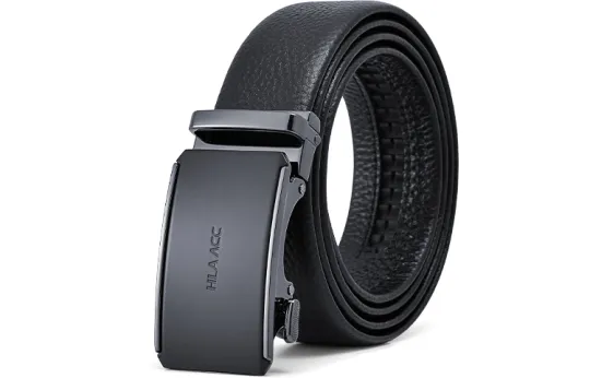 HLA Top Grain Cow Leather Belts Men's Black Width 3.5cm