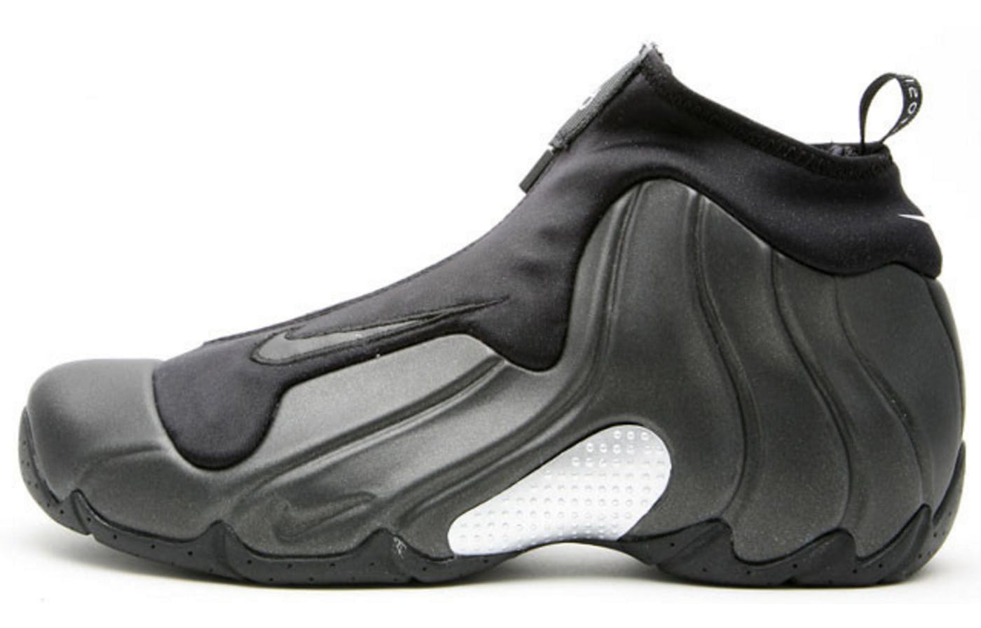 Nike Air Flightposite Comfortable Shock Absorbing Anti-Slip Wear Resistant Lightweight High Top Retro Basketball Shoes Men's Black Silver