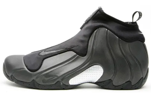 Nike Air Flightposite Comfortable Shock Absorbing Anti-Slip Wear Resistant Lightweight High Top Retro Basketball Shoes Men's Black Silver