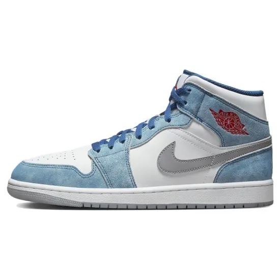 Jordan 1 Mid French Blue Fire Red