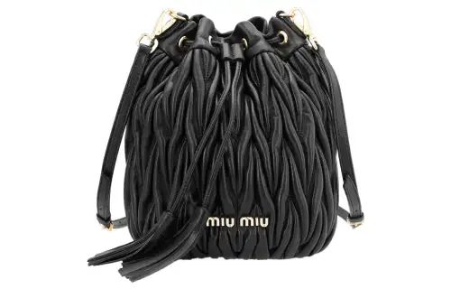 MIU MIU Leather Bucket Bag, Backpack Women's Black
