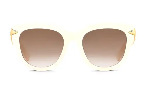 LOUIS VUITTON Plate And Metal Irregular Shape Sunglasses Women's Light Yellow