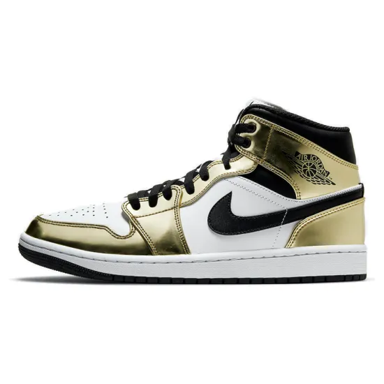 Jordan 1 Mid Metallic Gold Black White