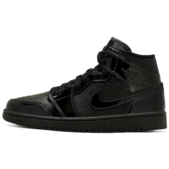 Jordan 1 Mid Patent Triple Black Women's