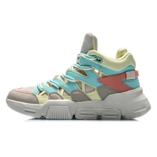 LiNing Slip Resistant Breathable High Top Vintage Basketball Shoes Women's Electric Blue