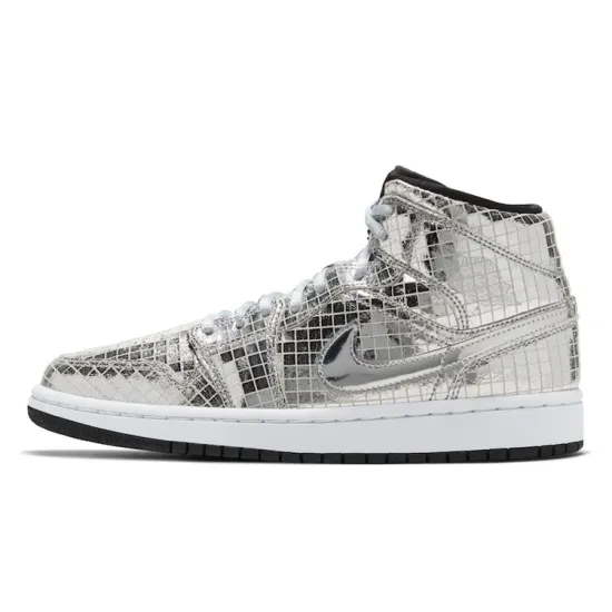 Jordan 1 Mid SE Disco Metallic Silver Women's