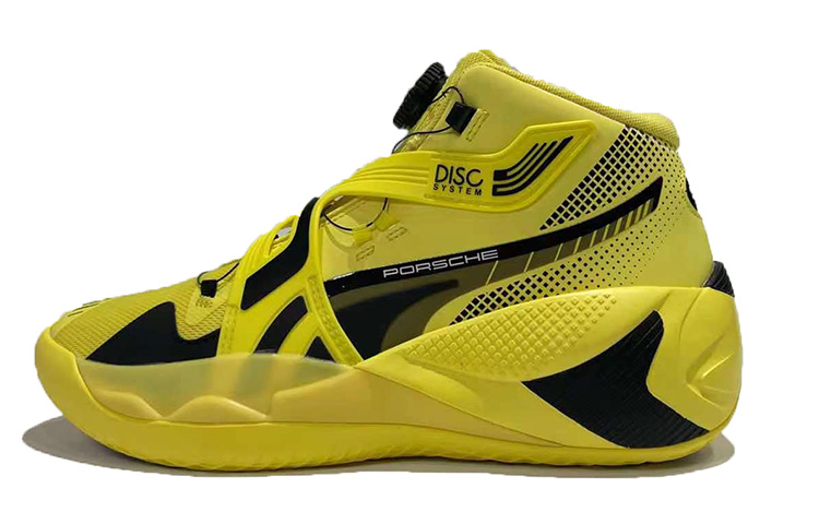 Porsche porsche x кожзаменитель MA Puma Legacy Series REVIRH стиль Прохладный средней высоты винтаж Баскетбол мужской стиль желтый черный