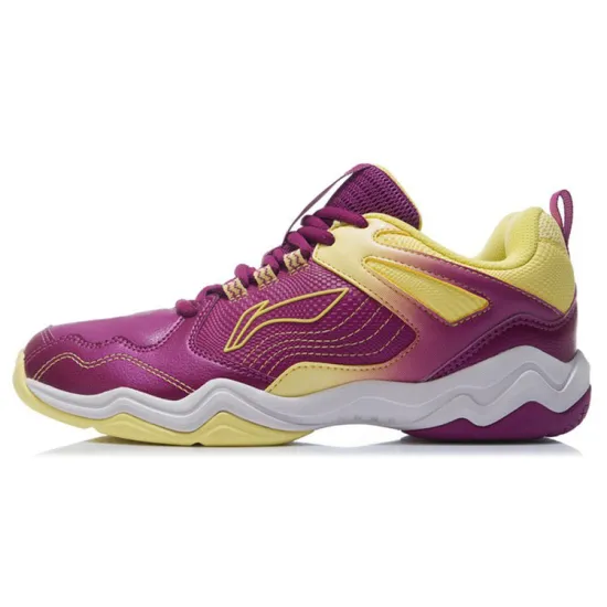 LINING Sound Waves Badminton Shoes Women's Low Top Wild Berry Purple/Corn Pop Yellow