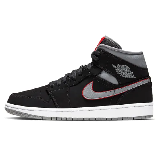 Jordan 1 Mid Black Particle Grey Gym Red