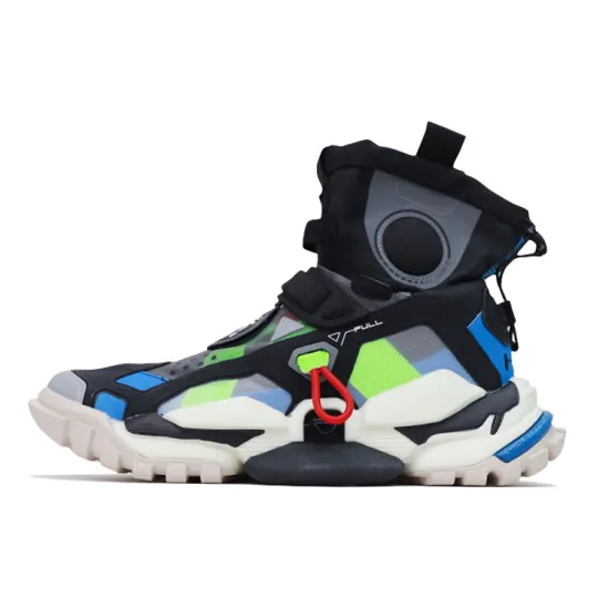 LiNing Reburn Vintage Basketball Shoes Unisex High-Top Black Green/Blue