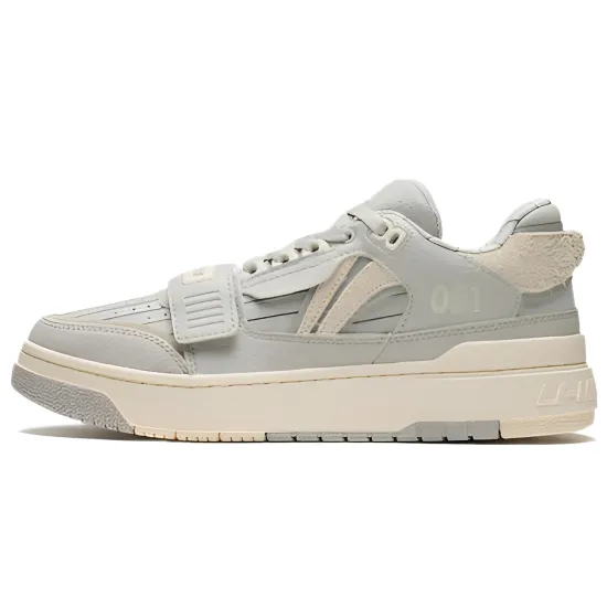 LINING Rookie Vintage Basketball Shoes Men Low-Top Sprout Yellow Gray/Matte Ecru