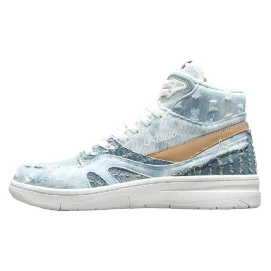 LiNing 937 Vintage Basketball Shoes Women's High-Top Blue