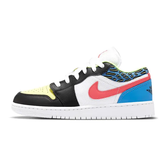 Jordan Kids Air Jordan 1 Low 'White Mesh/Multicolor' Sneakers