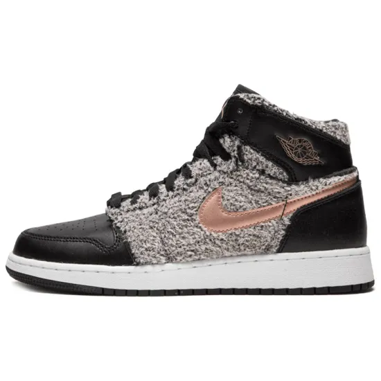 JORDAN 1 Retro High Fleece Black Metallic Red Bronze GS