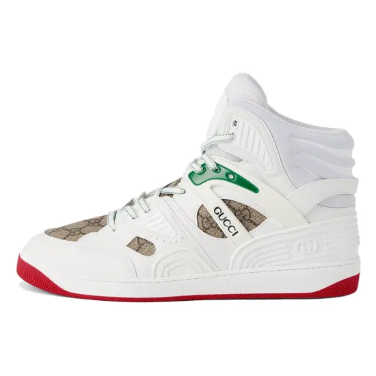 GUCCI Basket High Shoes White Demetra Red