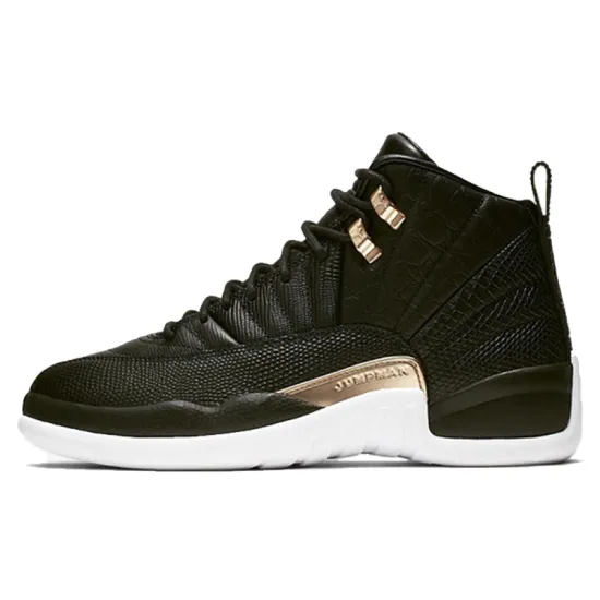 JORDAN 12 Retro Black Metallic Gold White Women's