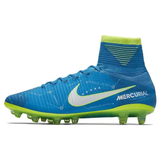 Nike Mercurial Superfly 5 Football Shoes Men High-top Light Blue