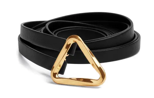 Bottega Veneta Cow Leather Belts Women's Black Width 2cm