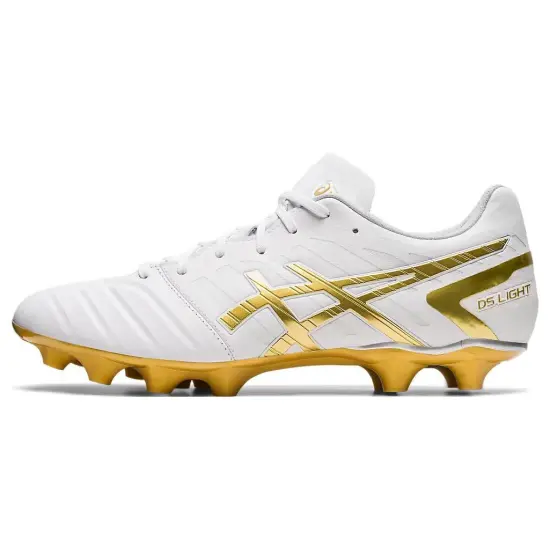 Asics DS LIGHT AG Rubber Short Studs Artificial Ground Durable Breathable Soccer Shoes Men's White Gold