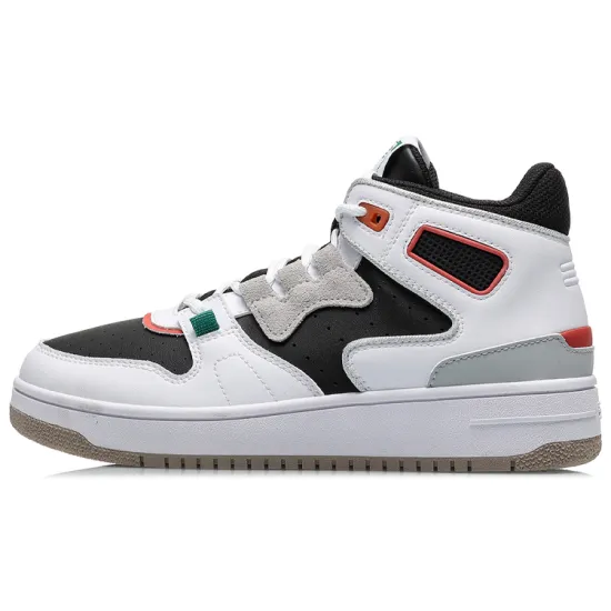 LINING Vintage Basketball Shoes Women's Mid-Top White Black