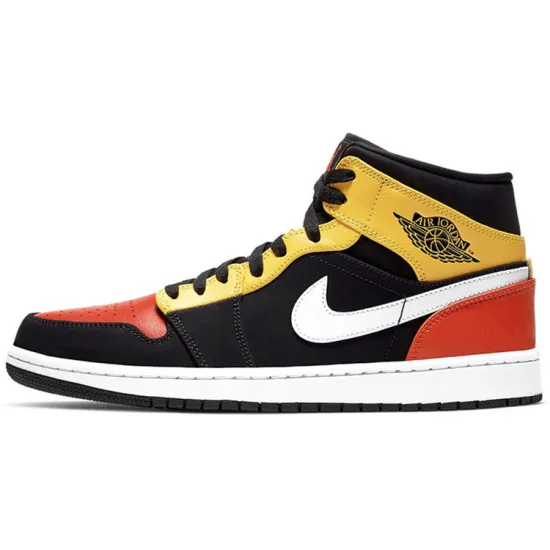Jordan 1 Mid Black Amarillo Orange