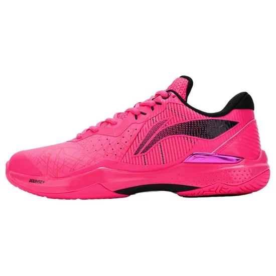 LiNing Thunder 䨻 Cushioned Slip Resistant Abrasion Resistant Low Top Badminton Shoes Unisex Fluorescent Fruit Pink