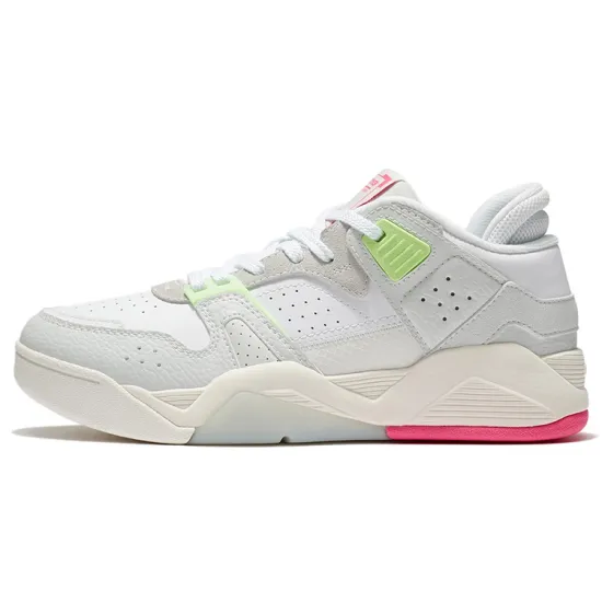 LiNing Non-slip Wear-resistant Shock Absorption Low-Top Vintage Basketball Shoes Women's Gray Green Red