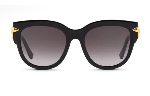 LOUIS VUITTON Malletage Plate And Metal Irregular Shape Sunglasses Women's Black/Gold